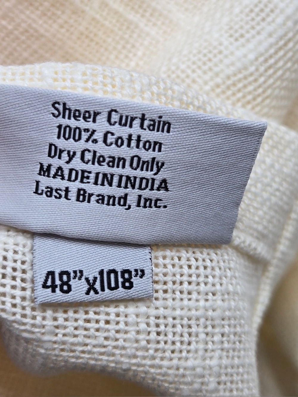 QUINCE Set Of 4 48x108 Cotton Sheer Curtains Ivory 0848 - Picture 11 of 12